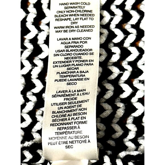 Chicos Black White Fringed Open Front Knit Cardigan Sweater 3/4 Sleeves Size 1 - Picture 7 of 13